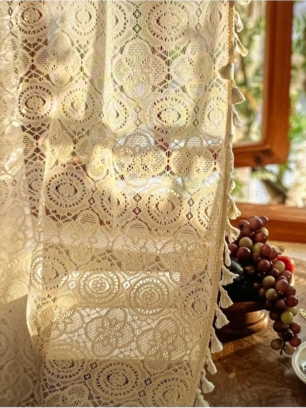 59x84 Lace Boho Curtain Set - Picture 2 of 6